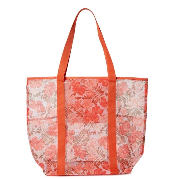 Handbags - Beach Mesh Tote Bag Floral Print